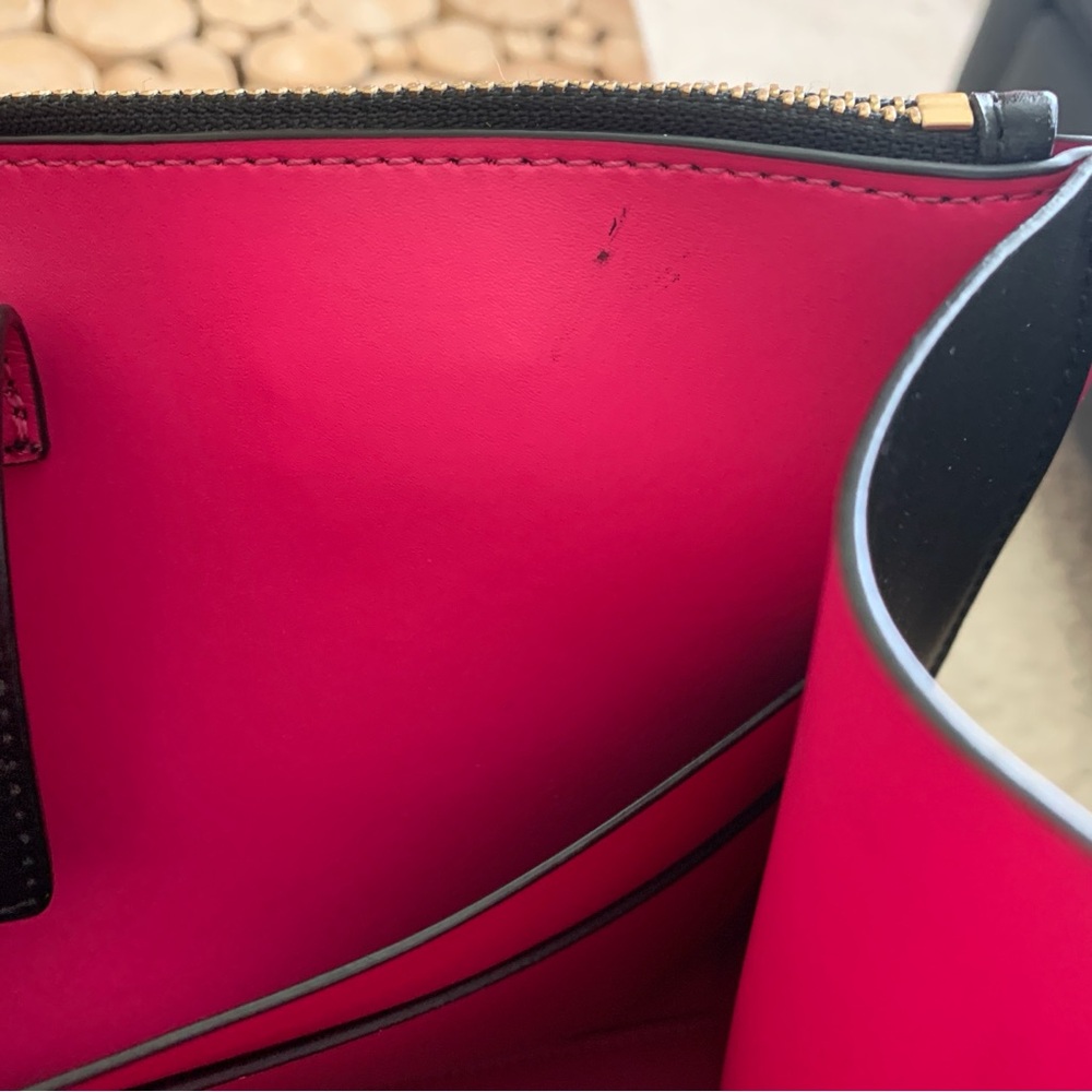 Kate Spade Black Sweetheart Pink Kyra Arbour Hill Leather Tote Bag - Picture 10 of 14